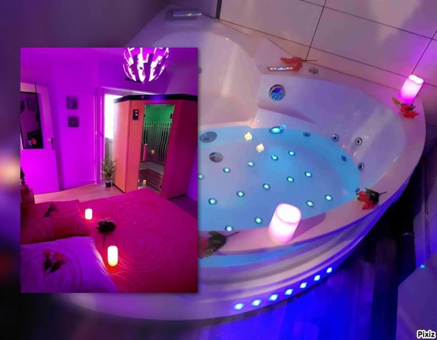 Luxe Sauna Privatif Et Grand Bain Jacuzzi A Deux A Biscarosse Plage Pour Nuit Romantique Avec Decoration Led Et Bougies Biscarrosse Buitenkant foto